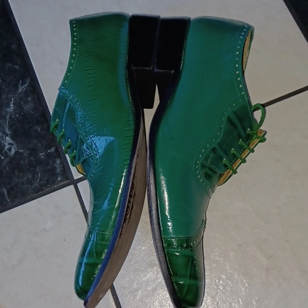 Henley Genuine Leather Green Oxford Style Dress Shoes